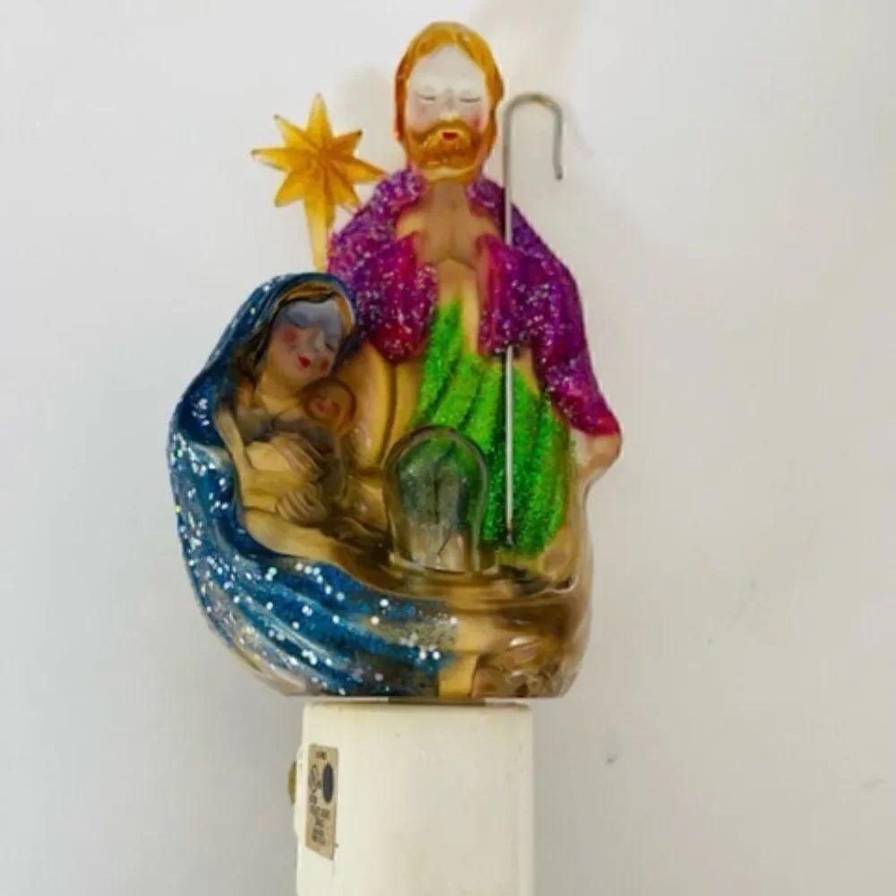 Midwest CBK Joseph Mary Baby Jesus Nativity Night Light Christmas Excellent cond